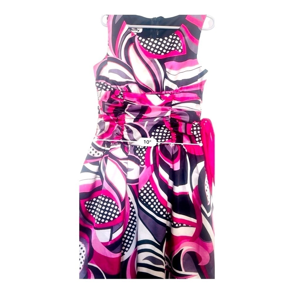 Philly any occasion dress 7 sleeveless scooped neck ruffles ruched waist lining - Picture 10 of 15